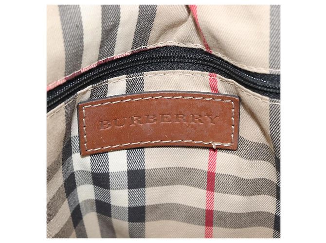 Burberry Bolso de mano de cuero marrón dorado Auth ep11577 - vista 19