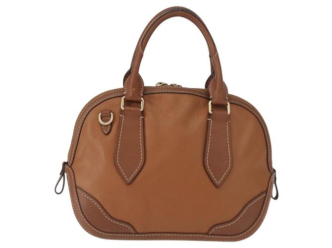 Burberry Bolso de mano de cuero marrón dorado Auth ep11577 - vista 2