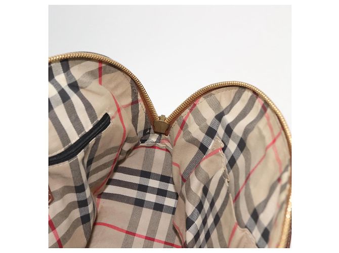 Burberry Bolso de mano de cuero marrón dorado Auth ep11577 - vista 20