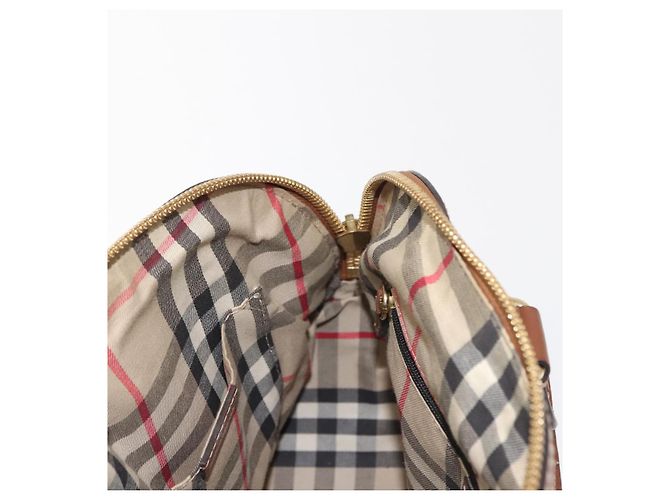 Burberry Bolso de mano de cuero marrón dorado Auth ep11577 - vista 21