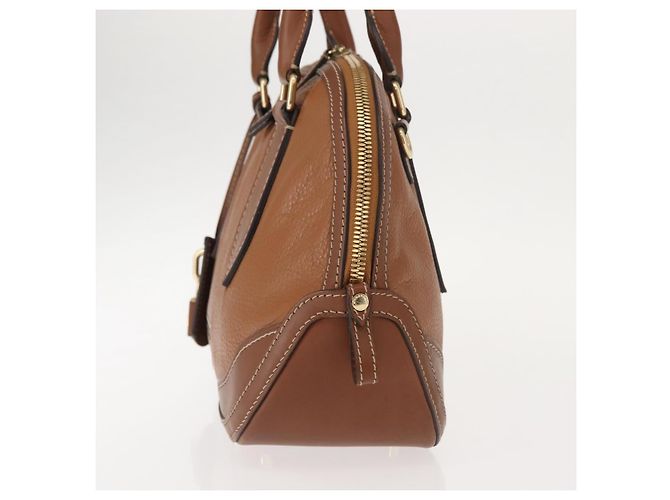 Burberry Bolso de mano de cuero marrón dorado Auth ep11577 - vista 3