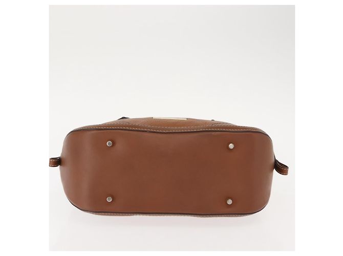 Burberry Bolso de mano de cuero marrón dorado Auth ep11577 - vista 5