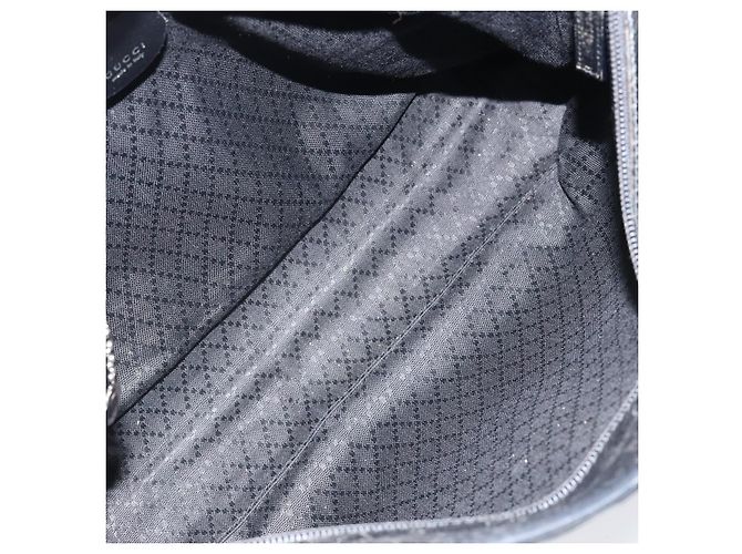 Borsa a mano GUCCI in nylon nero argento 002 2123 0457 Auth 148385 - vista 11