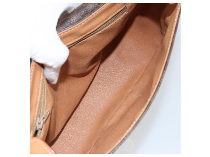Céline Borsa a Spalla in Tela Macadam CELINE PVC Marrone Oro Auth bs30306 D'oro - vista 10