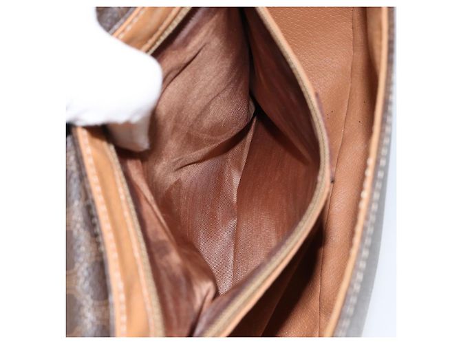 Céline Borsa a Spalla in Tela Macadam CELINE PVC Marrone Oro Auth bs30306 D'oro - vista 11