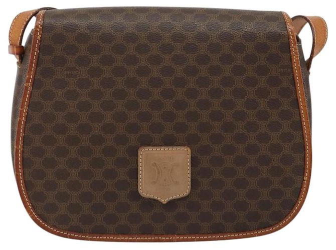 Céline Borsa a Spalla in Tela Macadam CELINE PVC Marrone Oro Auth bs30306 D'oro - vista 13