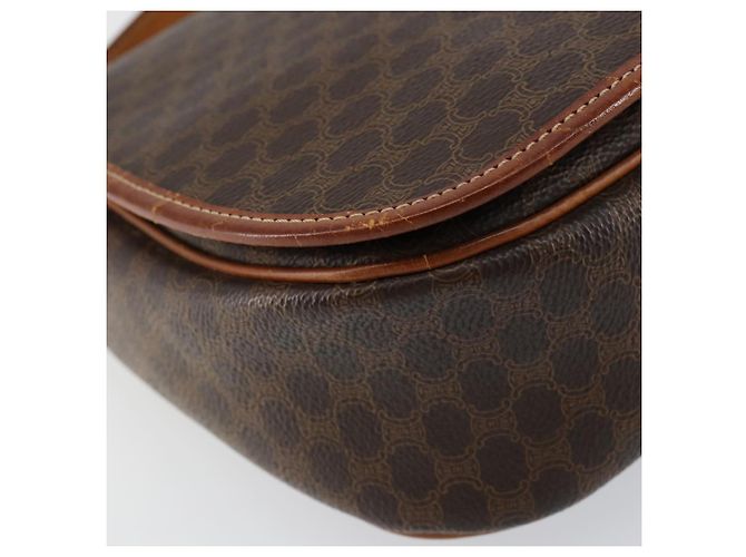 Céline Borsa a Spalla in Tela Macadam CELINE PVC Marrone Oro Auth bs30306 D'oro - vista 14