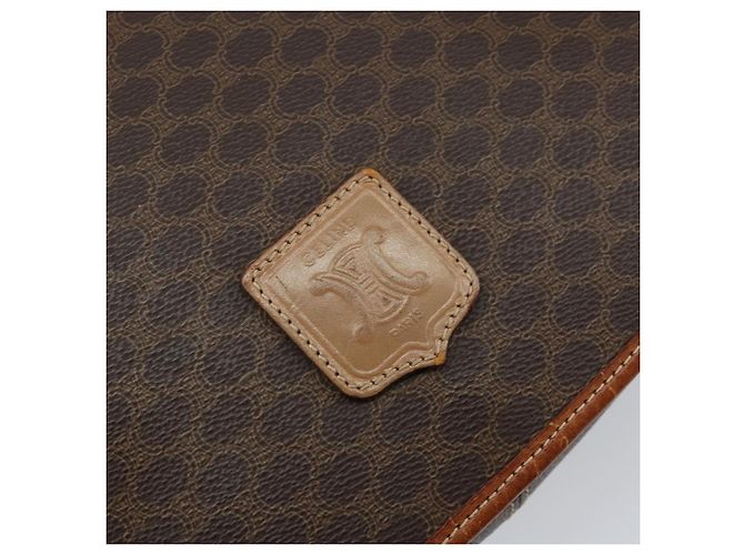 Céline Borsa a Spalla in Tela Macadam CELINE PVC Marrone Oro Auth bs30306 D'oro - vista 17