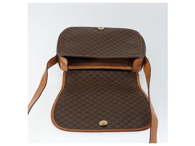 Céline Borsa a Spalla in Tela Macadam CELINE PVC Marrone Oro Auth bs30306 D'oro - vista 18