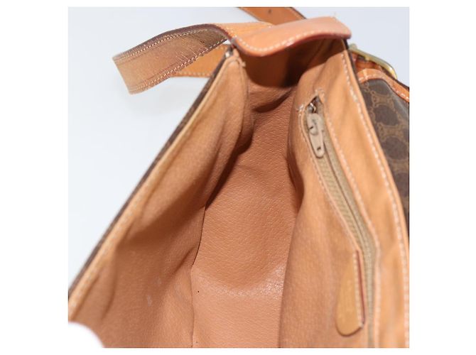 Céline Borsa a Spalla in Tela Macadam CELINE PVC Marrone Oro Auth bs30306 D'oro - vista 20