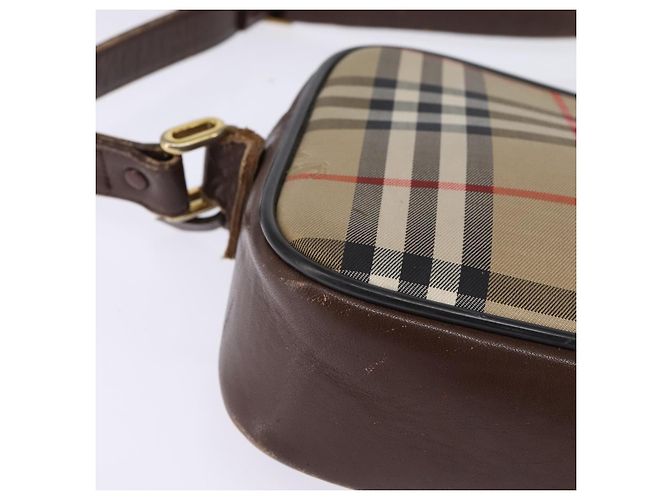 Autre Marque Borsa a spalla in pelle beige con motivo Nova Check di Burberrys, oro, autentica bs30210 - vista 9