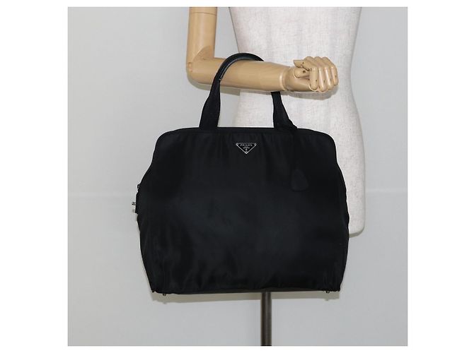 Borsa Tote Prada in Nylon Nero Argento Auth bs29772 - vista 24