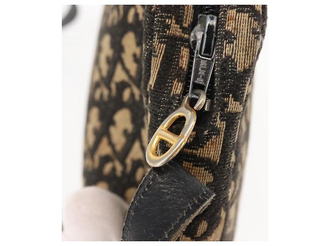 Borsa a spalla in tela Trotter Christian Dior blu navy oro Auth 147391 D'oro - vista 10