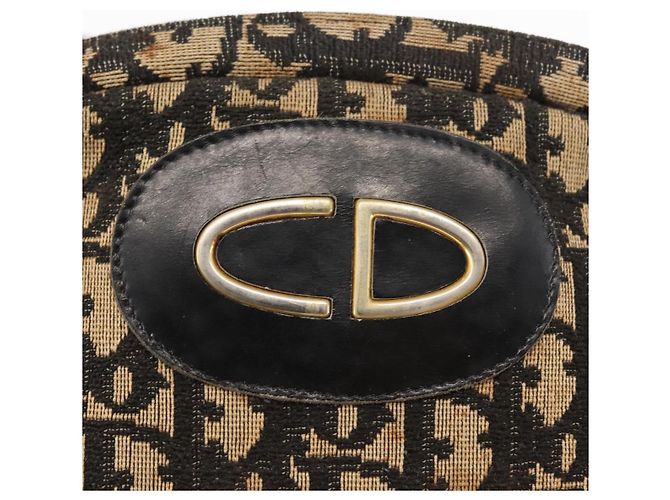 Borsa a spalla in tela Trotter Christian Dior blu navy oro Auth 147391 D'oro - vista 17