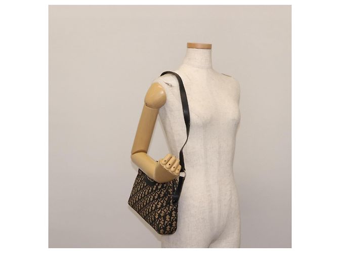 Borsa a spalla in tela Trotter Christian Dior blu navy oro Auth 147391 D'oro - vista 20