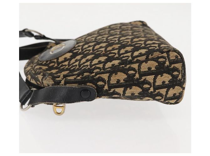 Borsa a spalla in tela Trotter Christian Dior blu navy oro Auth 147391 D'oro - vista 4