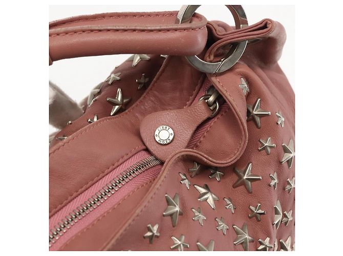 Borsa a spalla in pelle Jimmy Choo Star Studs rosa argento Auth BA6611 - vista 11
