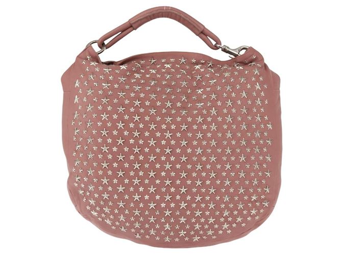 Borsa a spalla in pelle Jimmy Choo Star Studs rosa argento Auth BA6611 - vista 13