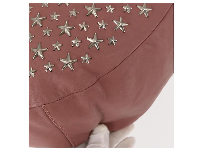 Borsa a spalla in pelle Jimmy Choo Star Studs rosa argento Auth BA6611 - vista 15