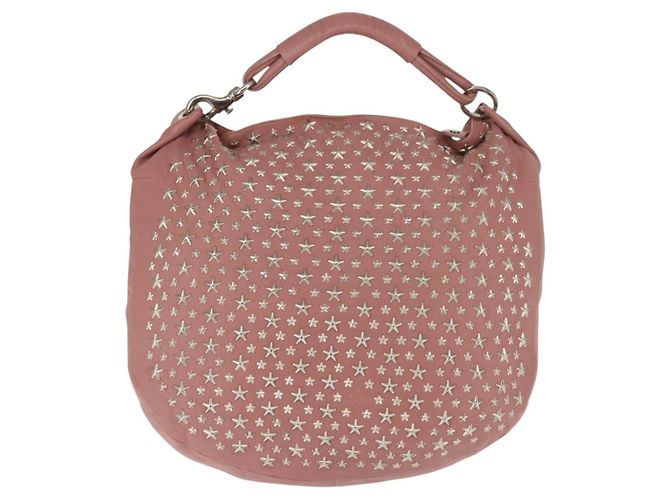 Borsa a spalla in pelle Jimmy Choo Star Studs rosa argento Auth BA6611 - vista 2