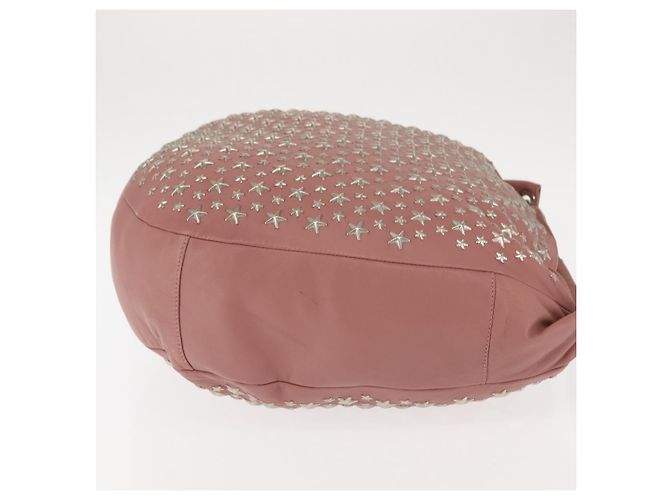 Borsa a spalla in pelle Jimmy Choo Star Studs rosa argento Auth BA6611 - vista 3
