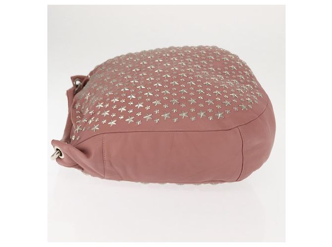 Borsa a spalla in pelle Jimmy Choo Star Studs rosa argento Auth BA6611 - vista 4
