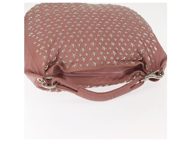 Borsa a spalla in pelle Jimmy Choo Star Studs rosa argento Auth BA6611 - vista 6