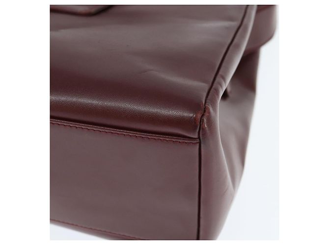 Cartier Borsa a spalla Must Line in pelle Bordeaux e oro Auth bs30238 D'oro Bordò - vista 14