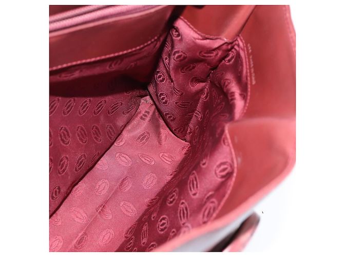 Cartier Borsa a spalla Must Line in pelle Bordeaux e oro Auth bs30238 D'oro Bordò - vista 17