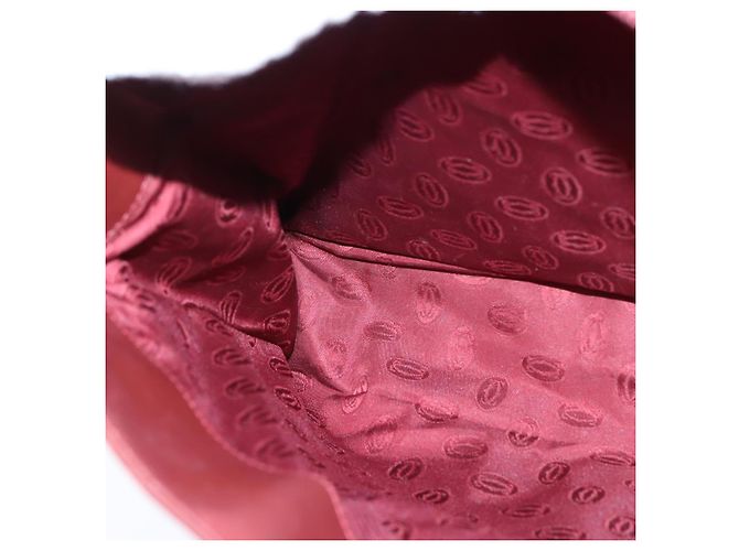 Cartier Borsa a spalla Must Line in pelle Bordeaux e oro Auth bs30238 D'oro Bordò - vista 18