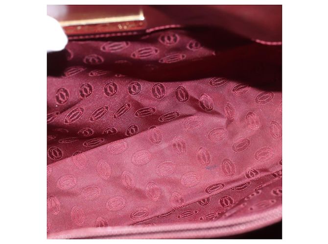Cartier Borsa a spalla Must Line in pelle Bordeaux e oro Auth bs30238 D'oro Bordò - vista 19
