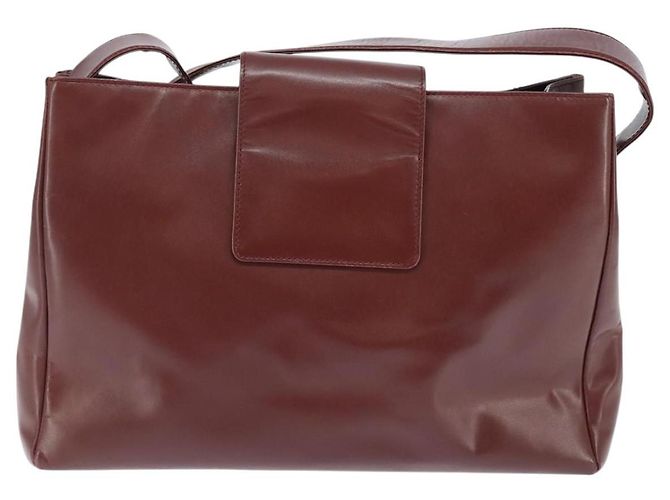 Cartier Borsa a spalla Must Line in pelle Bordeaux e oro Auth bs30238 D'oro Bordò - vista 2