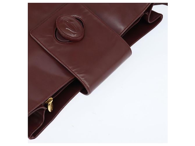 Cartier Borsa a spalla Must Line in pelle Bordeaux e oro Auth bs30238 D'oro Bordò - vista 6