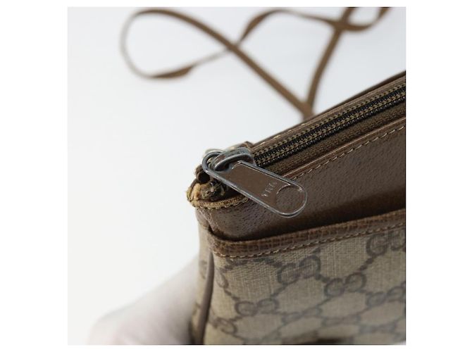 Borsa Gucci GG Supreme Web Sherry Line in PVC Beige Oro 904 02 020 Auth BA7124 D'oro - vista 10