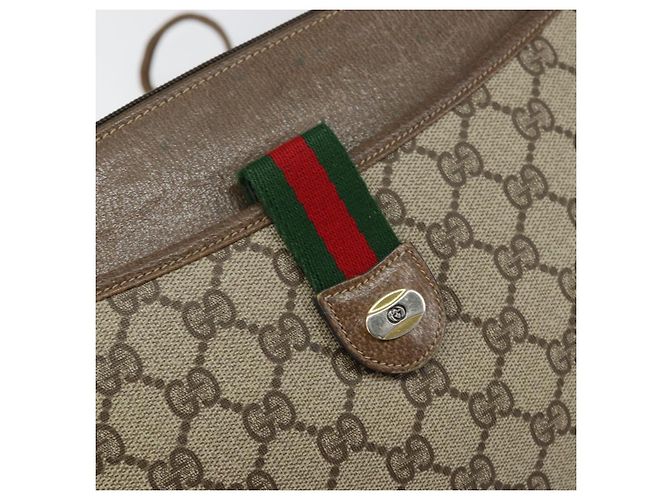 Borsa Gucci GG Supreme Web Sherry Line in PVC Beige Oro 904 02 020 Auth BA7124 D'oro - vista 17