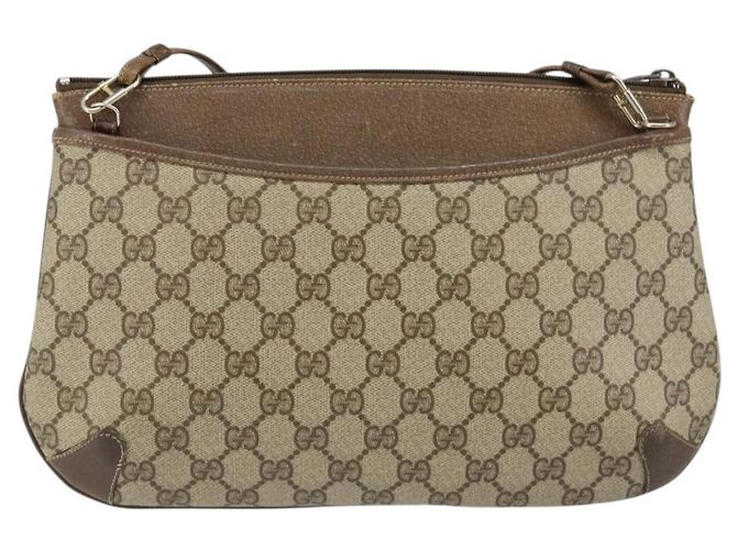 Borsa Gucci GG Supreme Web Sherry Line in PVC Beige Oro 904 02 020 Auth BA7124 D'oro - vista 2