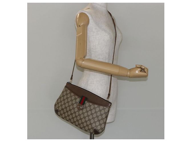 Borsa Gucci GG Supreme Web Sherry Line in PVC Beige Oro 904 02 020 Auth BA7124 D'oro - vista 22