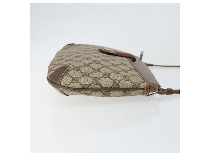 Borsa Gucci GG Supreme Web Sherry Line in PVC Beige Oro 904 02 020 Auth BA7124 D'oro - vista 3