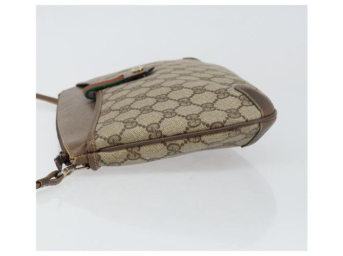 Borsa Gucci GG Supreme Web Sherry Line in PVC Beige Oro 904 02 020 Auth BA7124 D'oro - vista 4