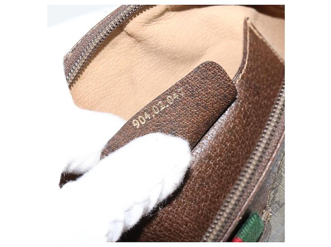 Sac Sherry Line GG Supreme Web de GUCCI en PVC beige et or 904 02 047 Auth 147496 Doré - vue 12