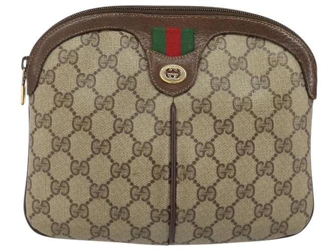 Sac Sherry Line GG Supreme Web de GUCCI en PVC beige et or 904 02 047 Auth 147496 Doré - vue 13
