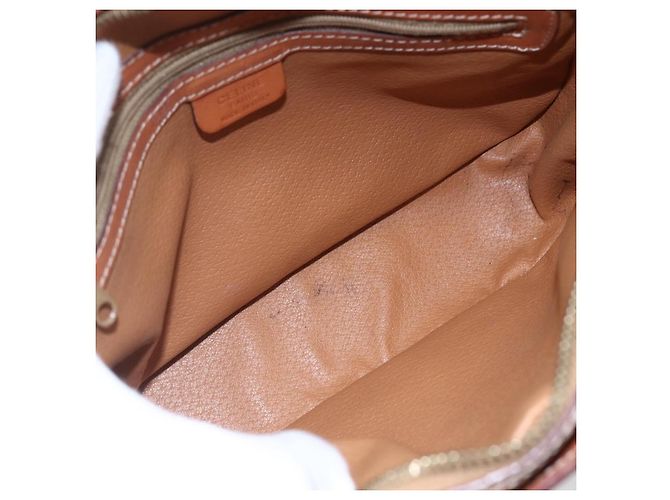 Céline Borsa a Spalla in Tela Macadam CELINE in Pelle PVC Marrone Oro Auth ki6137 D'oro - vista 11