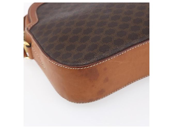 Céline Borsa a Spalla in Tela Macadam CELINE in Pelle PVC Marrone Oro Auth ki6137 D'oro - vista 15