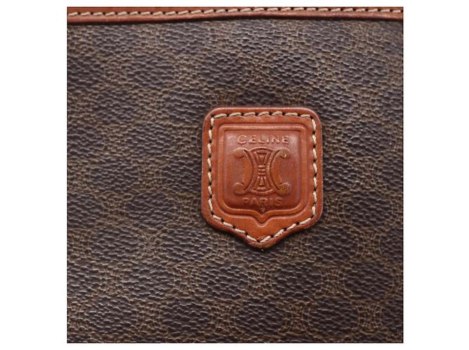 Céline Borsa a Spalla in Tela Macadam CELINE in Pelle PVC Marrone Oro Auth ki6137 D'oro - vista 17