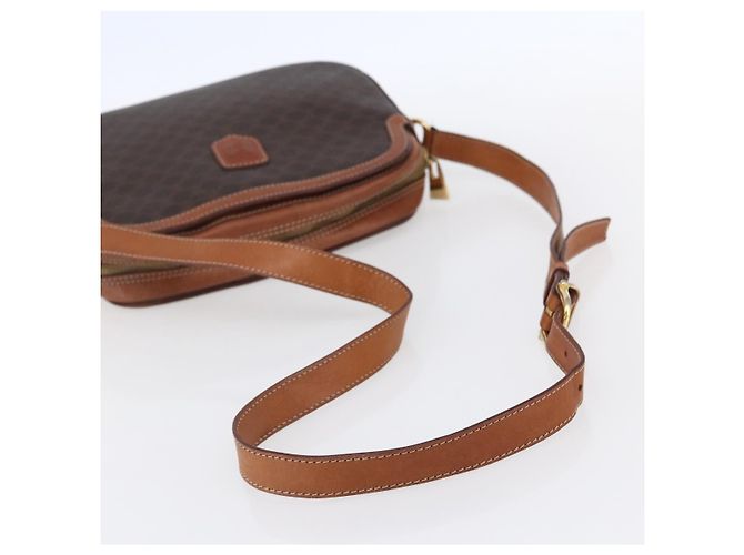 Céline Borsa a Spalla in Tela Macadam CELINE in Pelle PVC Marrone Oro Auth ki6137 D'oro - vista 7