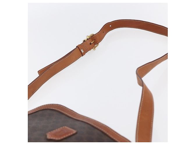 Céline Borsa a Spalla in Tela Macadam CELINE in Pelle PVC Marrone Oro Auth ki6137 D'oro - vista 8