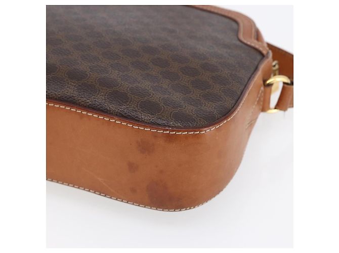 Céline Borsa a Spalla in Tela Macadam CELINE in Pelle PVC Marrone Oro Auth ki6137 D'oro - vista 9