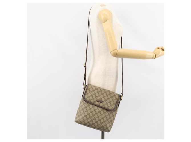 Gucci Borsa a Spalla GG Supreme PVC Beige Oro 223666 Auth 148414 - vista 22