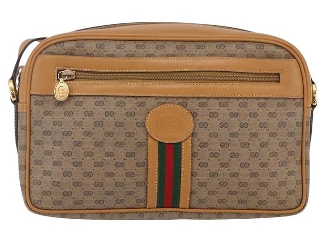 Borsa Sherry Line in PVC Beige Micro GG Supreme Web di GUCCI 001 23 0942 Auth ki6128 D'oro - vista 13