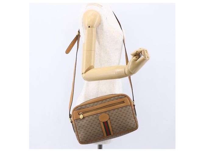 Borsa Sherry Line in PVC Beige Micro GG Supreme Web di GUCCI 001 23 0942 Auth ki6128 D'oro - vista 24
